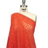 Famous Australian Designer Hot Coral Geometric Floral Cotton and Nylon Crochet Lace - Spiral | Mood Fabrics