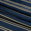 Famous Australian Designer Navy, Beige and Brown Striped Viscose Twill Suiting - Folded | Mood Fabrics