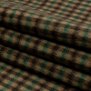 Thom Browne Tan, Green and Brown Plaid Blended Wool Brushed Twill Double Cloth Coating - Folded | Mood Fabrics
