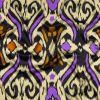 Italian Black, Purple and Orange Ikat Spots Silk Charmeuse | Mood Fabrics