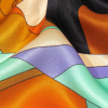 Italian Brown, Orange and Seafoam Leafy Abstract Silk Charmeuse - Detail | Mood Fabrics