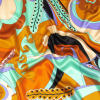 Italian Brown, Orange and Seafoam Leafy Abstract Silk Charmeuse | Mood Fabrics