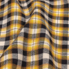 Balenciaga Italian Misted Yellow, Phantom and Cream Plaid Cotton Brushed Flannel - Detail | Mood Fabrics