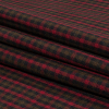 Balenciaga Italian Dark Olive, Rhubarb and Navy Checked Heavyweight Wool Twill - Folded | Mood Fabrics