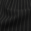 Balenciaga Italian Caviar and White Pinstriped Stretch Polyester and Viscose Suiting - Detail | Mood Fabrics