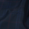 Balenciaga Italian Navy, Blue Depths and Red Plaid Cotton Twill Shirting - Detail | Mood Fabrics