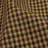 Balenciaga Italian Brown, Red and Yellow Houndstooth Check Blended Wool Twill Coating - Detail | Mood Fabrics