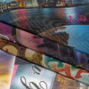 Balenciaga Italian Multicolor Postcards Stretch Nylon Power Mesh - Folded | Mood Fabrics