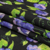 Balenciaga Italian Purple, Vibrant Green and Black Violets Wool Crepe - Folded | Mood Fabrics