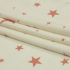 Cloud Dancer and Coral Almond Stars Stretch Polyester and Rayon French Terry - Folded | Mood Fabrics