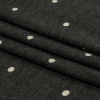 Heathered Bristol Black and White Alyssum Polka Dots Stretch Polyester and Rayon French Terry - Folded | Mood Fabrics