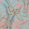 Metallic Gold, Pink and Sky Blue Mottled Floral Outlines Luxury Brocade | Mood Fabrics