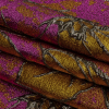 Metallic Sage, Golden Yellow and Magenta Mottled Floral Luxury Brocade - Folded | Mood Fabrics