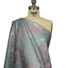 Metallic Pink, Sky and Aqua Crackled Floral Luxury Brocade - Spiral | Mood Fabrics