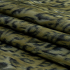Italian Olive Green and Blue Graphite Spotted Warp Printed Polyester Faille - Folded | Mood Fabrics