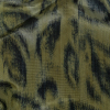 Italian Olive Green and Blue Graphite Spotted Warp Printed Polyester Faille - Detail | Mood Fabrics