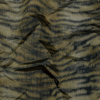 Italian Golden Olive and Black Tiger Stripes Warp Printed Polyester Faille | Mood Fabrics
