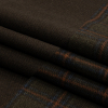 Thom Browne Brown, Burnt Orange and Blue Plaid Blended Wool Double Cloth Twill - Folded | Mood Fabrics