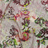 Green and Magenta Rose Garden Printed Metallic Webbing | Mood Fabrics