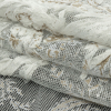 Metallic Silver Mesh with White Leafy VIne 3D Lace Applique and Gold Glitter - Folded | Mood Fabrics