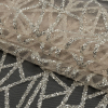 Champagne and Silver Linear Geometry Glitter Tulle - Folded | Mood Fabrics