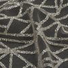 Champagne and Silver Linear Geometry Glitter Tulle - Detail | Mood Fabrics