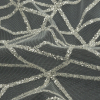 White and Silver Linear Geometry Glitter Tulle - Detail | Mood Fabrics