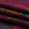 Metallic Magenta, Burnt Orange and Blue Tropical Flowers Luxury Brocade - Folded | Mood Fabrics