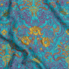 Turquoise, Magenta and Golden Yellow Floral Damask Metallic Luxury Brocade | Mood Fabrics