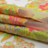 Metallic Neon Pink, Orange and Lime Floral Luxury Burnout Brocade - Folded | Mood Fabrics
