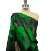 Metallic Black and Green Painterly Geometrics Luxury Burnout Brocade - Spiral | Mood Fabrics
