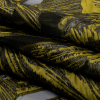 Metallic Black and Golden Olive Firework Flowers Luxury Burnout Brocade - Folded | Mood Fabrics