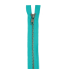 Turquoise and Matte Gunmetal T5 Open End Metal Zipper with two Pulls - 36" - Detail | Mood Fabrics