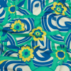 Mood Exclusive Blue Bloom the Beat Stretch Cotton Sateen | Mood Fabrics