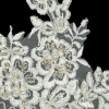 Off White and Silver Floral Scalloped Beaded and Corded Bridal Lace Trim - 5.5" - Detail | Mood Fabrics