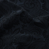 Black and Navy Elegant Paisley Stretch Nylon Jersey - Detail | Mood Fabrics