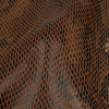 Brown, Black and Gold Snakeskin Foiled Stretch Faux Suede - Detail | Mood Fabrics