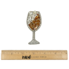 Pearl, Crystal and Topaz Wine Glass Rhinestones and Glass Beaded Applique - 3" x 1.375" - Full | Mood Fabrics