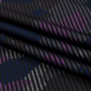 Purple, Blue and Gray Stripes and Camouflage Stretch Polyester Tricot - Folded | Mood Fabrics