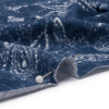 Navy and White Ink Relief Paisley Cotton and Rayon Jersey - Detail | Mood Fabrics