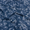 Navy and White Ink Relief Paisley Cotton and Rayon Jersey | Mood Fabrics