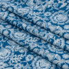 Blue and White Classical Florals Cotton and Rayon Jersey - Folded | Mood Fabrics