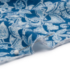 Blue and White Classical Florals Cotton and Rayon Jersey - Detail | Mood Fabrics