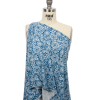 Blue and White Classical Florals Cotton and Rayon Jersey - Spiral | Mood Fabrics