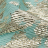 Aralia Mint and Gold Abstract Foiled Polyester Chiffon Plisse - Detail | Mood Fabrics