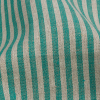Turquoise and Oatmeal Striped Medium Weight Linen Woven - Detail | Mood Fabrics