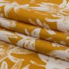 Gold and White Leaf Impressions Lightweight Linen Woven - Folded | Mood Fabrics