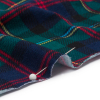 Green, Navy and Red Plaid Cotton and Viscose Jersey - Detail | Mood Fabrics