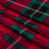 Red, Green and Black Plaid Cotton and Viscose Jersey - Folded | Mood Fabrics