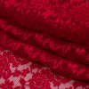 Red Floral Pleated Embroidered Lace with Scalloped Edges - Folded | Mood Fabrics